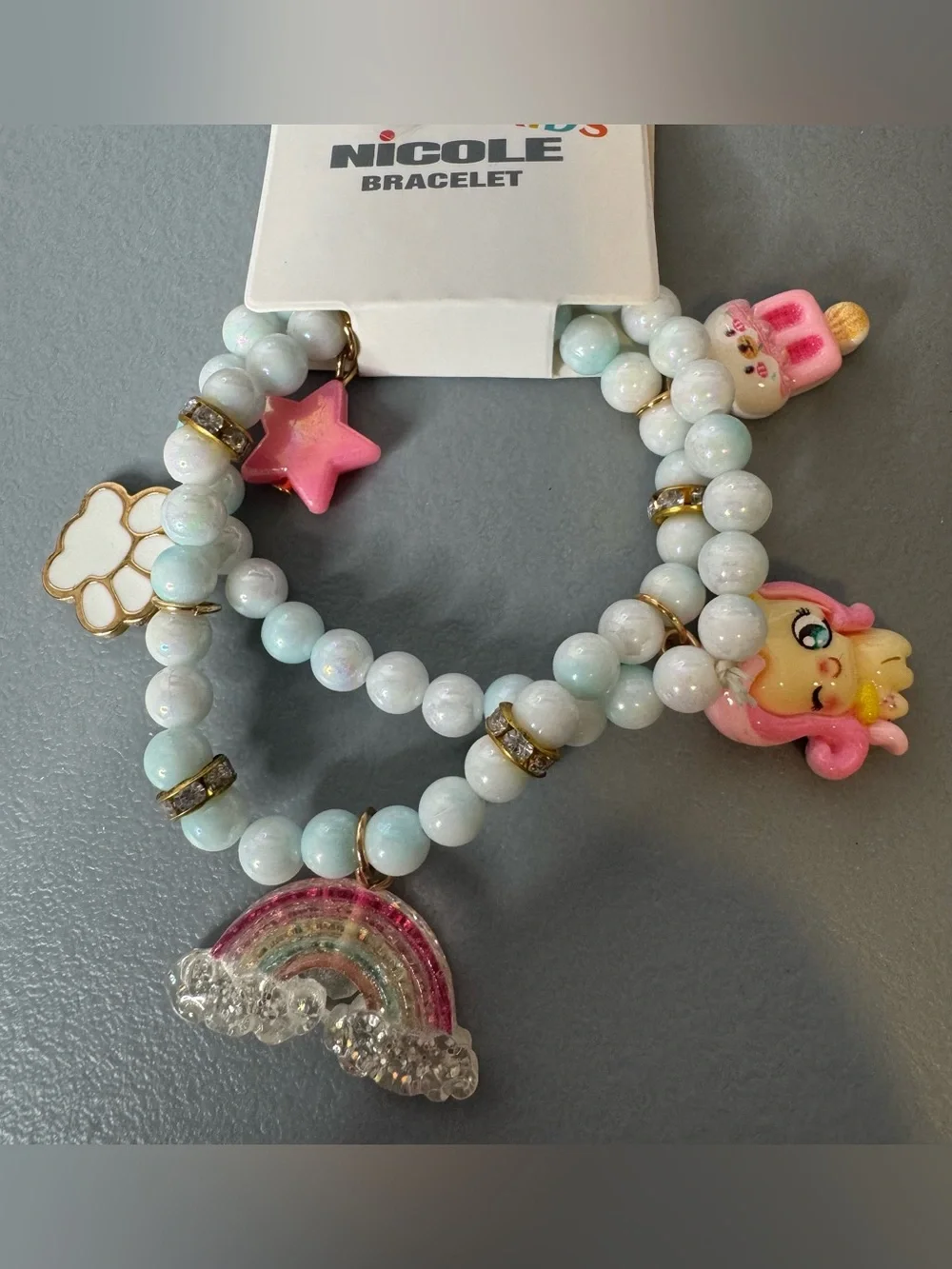 Nicole Pastel Blue Beaded Bracelet Set with Charms my little pony